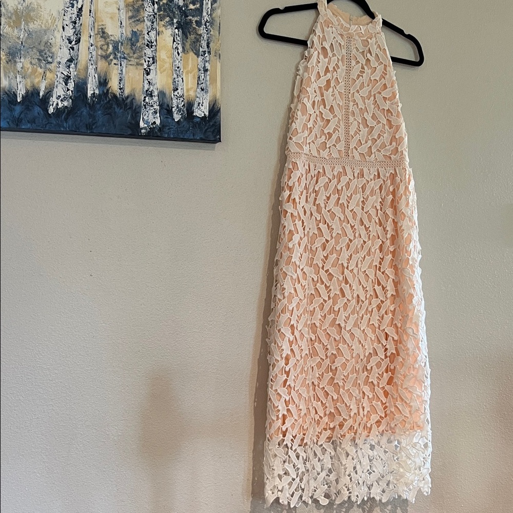 ChicWish Peach and White Lace Dress